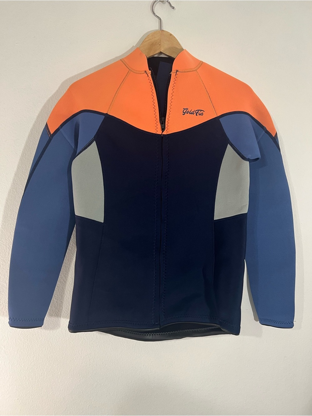 Gold Fin Mens Neoprene Swim Rash Guard - Orange, Navy & Slate